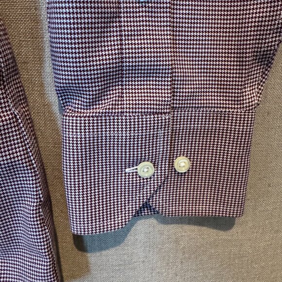 Brooks Brothers 1818 Regent Non-Iron Shirt Burgundy Micro Houndstooth 17 6/7 - Picture 4 of 10
